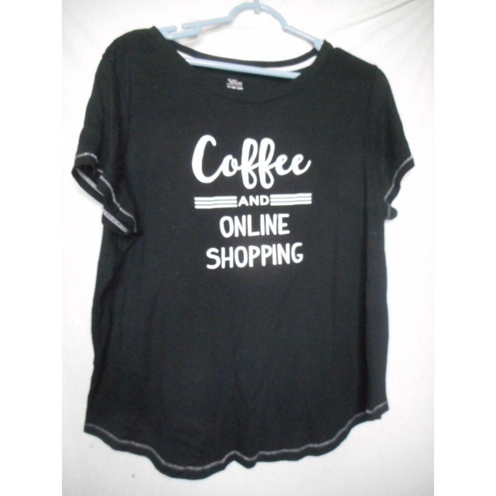 Black &  White 2x (18W - 20W) Plus Size Knit top Sleepwear Coffee Shopping